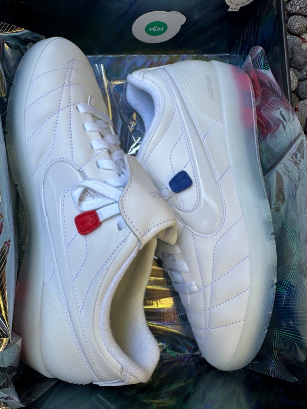 Jacquemus/ Nike Cryo Shot White Leather French National Sneakers